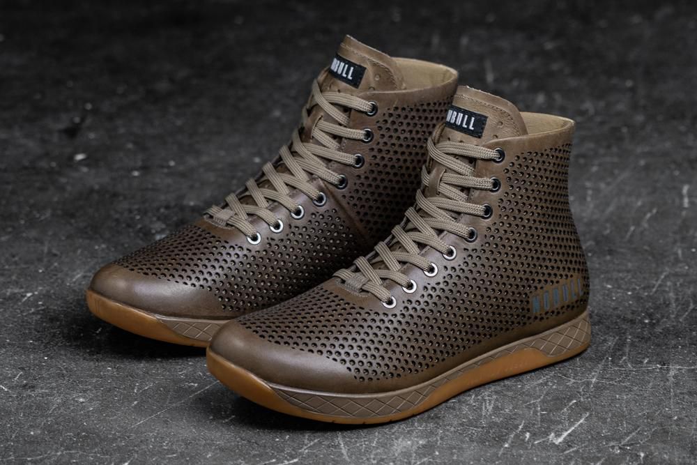 NOBULL High-Top Sand Leather Uzun Spor Ayakkabı Bayan - Çikolata - Turkiye (FBQ-902864)